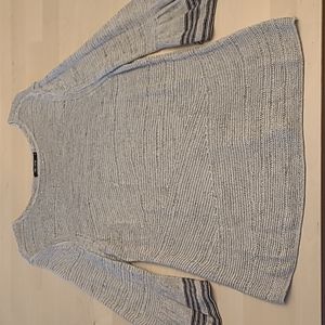 EUC Nic+Zoe Linen Blend Bell Sleeves Lightweight Crocheted Sweater